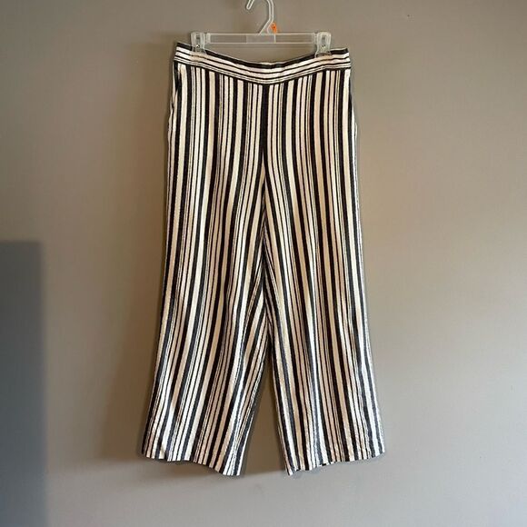 LOFT Striped Gold Metallic/Blue/Cream Pull On Pant | SZ S - Picture 5 of 12